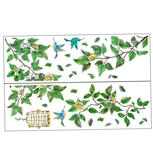 1 Blatt Wandtattoo Pflanzen und Vögel Selbstklebende Wandaufkleber für Wohnzimmer Schlafzimmer und Stilvolle Deko mit Design Material Anzubringen Entfernen für Glatte Oberflächen von ifundom