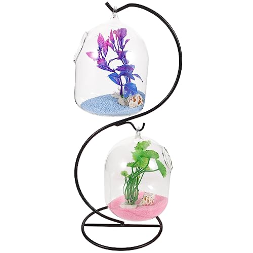 1 Satz Hängendes Transparent Aquarium mit Kleines Mini Fischbecken für Betta Fische Design für Schreibtisch und Wohnzimmer Dekoratives Aquarium Vogelkäfig Zufällige von ifundom
