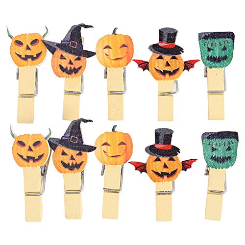 40st Fotoordner Mini-wäscheklammern Taschenclips Bunte Holzklammer Halloween-fotoclip Partydekoration Kürbis-fotoclips Fotopapierklammer Bild Holzklammer Snack Karikatur Hölzern von ifundom