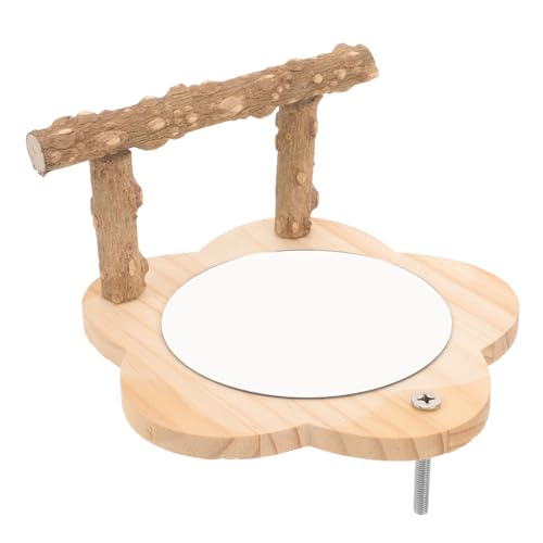 Vogelspielzeug Holz Sitzstange mit Spiegel für Papageien Kreativer Trainingsstand für Haustiervögel Langlebig für Kleine und Vogelkäfige Vogelspielzeug Holz Sitzstange mit Spiegel für Papageien Kreativer Trainingsstand für Haustiervögel Langlebig für Kleine und Vogelkäfige von ifundom