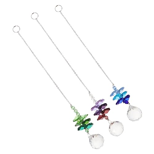 ifundom 1 Satz Farbenfrohe Perlenbügeldekoration Party Hängend Haushängedekor Ornamente Dekorationen Hausdekoration Strudel Zubehör Fensterkristalle Groß Glas Zufällige Farbe 3 Stück von ifundom