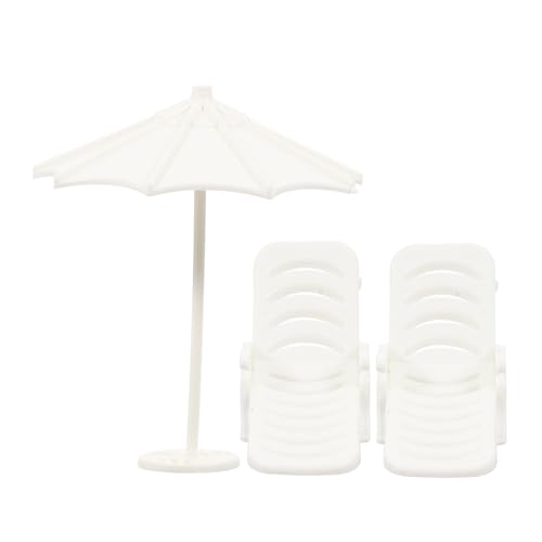 ifundom 1 Satz Mini-Stuhl-Modell Beach Chair strandkorbwerk liegestuhl Beach strandzuberhör strandaccessoire Mini-Strandkorb Stuhlmodell Mikro-Landschafts-Miniatur-Strandkorb Abs Weiß von ifundom
