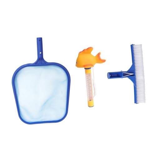 ifundom 1 Satz Teleskopischer Poolkescher mit Reinigungsbürste und Thermometer Aluminiumstange für Teich und Aquarium Effektives Poolreinigungszubehör von ifundom