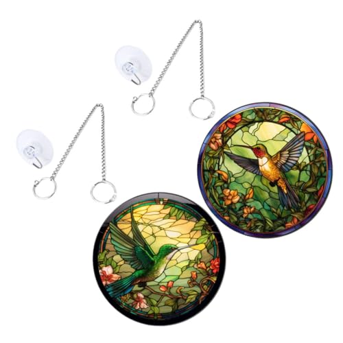 ifundom 1 Set Glas Hängedekoration Mit Muster Baumelnder Fenster Futterspender Ornamente Zubehör Bunt Garten Für Dekorationen Party Decke Vogel Acryl von ifundom