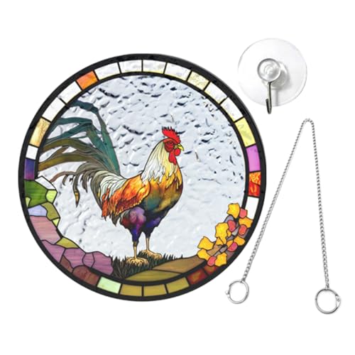 ifundom 1 Set Hängender Hahn Hahn Fenster Vögel Hängendes Ornament Hängende Dekoration Sonnenfänger Für Landhühner Sonnenfänger Wand Garten Außendekorationen Klein Bunt von ifundom