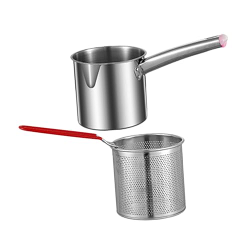 ifundom 1 Set Topf Mit Korb Frittierdose Bratpfannen Fritteuse Frittierkorb Heißes Kochen Küche Antihaft Frittiertopf Wiederverwendbare Bratpfanne Frittiertopf Groß Edelstahl Silber von ifundom