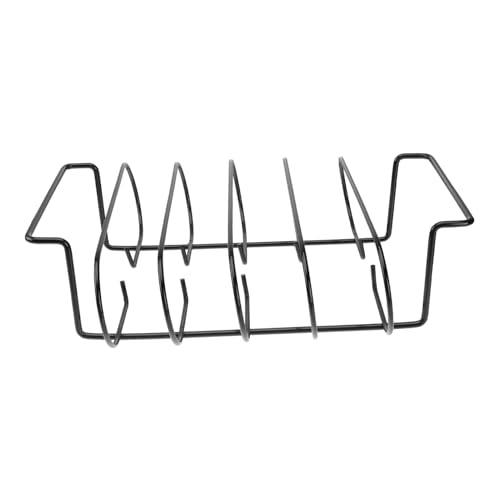 ifundom 1 Stück Grill Korb Grillgitter Grilltopper für den Außengrill Grillkorb Holzkohle Rippenregal rostfrei Rib-Grillregal Steak-Grillständer Robustes Grillbesteck Schmiedeeisen Schwarz von ifundom