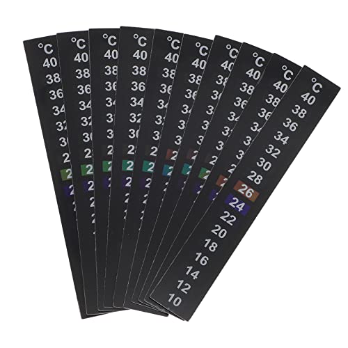 ifundom 10 Stück Selbstklebende Thermometer Sticker für Aquarien Temperaturstreifen Farbcodierte Wasserthermometer für Fische Einfach Anzubringen und für Aquarien und Badewannen von ifundom