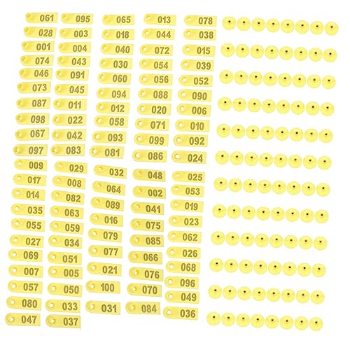 ifundom 100 Stück Unterschreiben Sie mit dem Wort Ohr Tierohr Rinderohrmarken nummeriert Etikett Ohren Kuh Ohrmarken für Schafe Nummerierte Ohrhörer -Rinder Plastik Yellow von ifundom