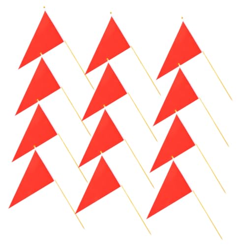 ifundom 12 Stück Teiliges Rote Markierungsfahnen für Baustellen mit Dreieckiger Form Hohe Sichtbarkeit Wetterfeste Landschafts Rasenflaggen zur Sicheren Kennzeichnung im Außenbereich von ifundom