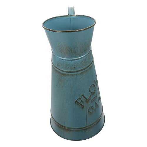 ifundom 1Stück Vintage Kettle Vase für Getrocknete Blumenarrangements Stilvolle Wohnkultur Dekorative Blumenvase im Retro-Look für Büro Balkon und Zuhause Groß Blau von ifundom