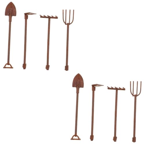 ifundom 2 Sätze Mini-landschaftsstütze Cutter Drinnen Gartenarbeit Anlage Miniatur Werkzeug Zubehör Mini-Modell Mini-hausschmuck Mini-Tool-Modell Eisen Brown 4 Stück * 2 von ifundom