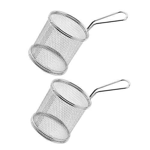 ifundom 2 Stück Frittierkorb Teilig Wiederverwendbare Frittierkörbe für Pommes Gemüse und Ergonomisches Design Robustes Küchenzubehör von ifundom