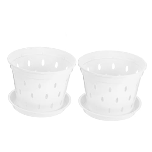 ifundom 2 Stück Orchideenblumentöpfe mit Löchern und Untersetzer Atmungsaktive Pflanztöpfe für und Außengebrauch mit Effizienter Drainage und Robustem Material von ifundom