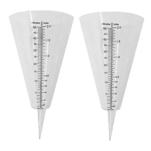 ifundom 2 Stück Regenmesser Garten mit Doppelter Messskala Transparenter Outdoor Niederschlagsmesser mit Bodenspieß für Landwirtschaft und Klimastudien von ifundom
