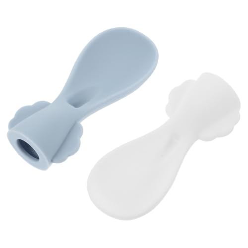 ifundom 2 Stück Teiliges Langlebigem Weicher Food Pouch Löffel Aufsatz Wiederverwendbar Ergonomisch Geformt für Sicheres Füttern Geeignet für Junge Mädchen und Kleinkinder in Blau und von ifundom