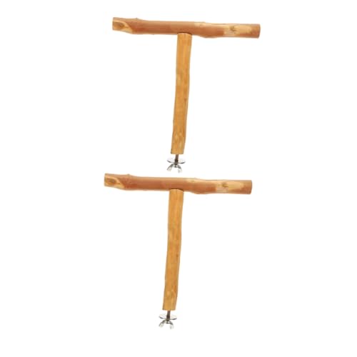 ifundom 2 Stück Teiliges T-förmiges Papageiensitzstangen- Verstellbare Winkel Stabile Holz-trainingsplattform für Papageien Sittiche Nymphensittiche Tragbarer Vogelspielplatz für Klettern von ifundom