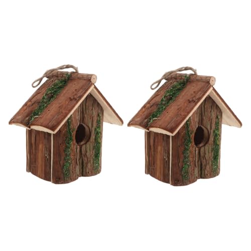 ifundom 2 Stück Teiliges Vogelhaus aus Natürlichem Holz Hängendes Dekoratives Nistkästchen im Landhausstil Wetterfestes Hummelhaus für Garten Balkon Rustikale Vogelunterkunft Lebensräumen von ifundom