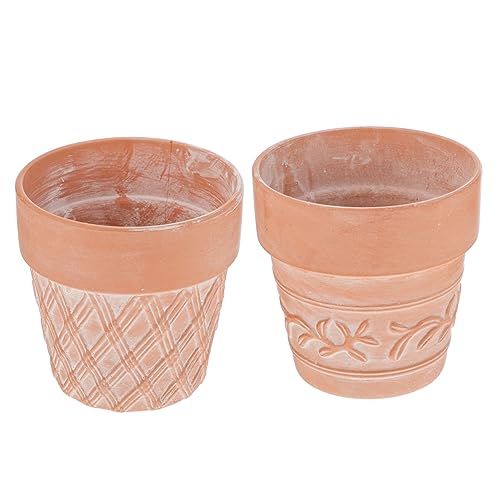 ifundom 2 Stück Terracotta Pflanzgefäße mit Dekorativem Design für Schreibtisch für Sukkulenten Kakteen und Indoor Vielseitige Verwendung als Deko Element für Zuhause und Büro von ifundom