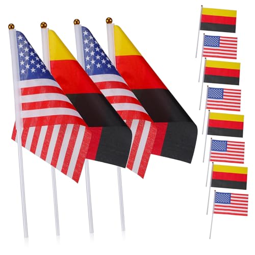 ifundom 20 Stück Teiliges Handgehaltene und Deutschland Flaggen Stab Leichte Tragbare Nationalflaggen für Feierlichkeiten Sportveranstaltungen und Dekoration Am Auto Schreibtisch Party von ifundom