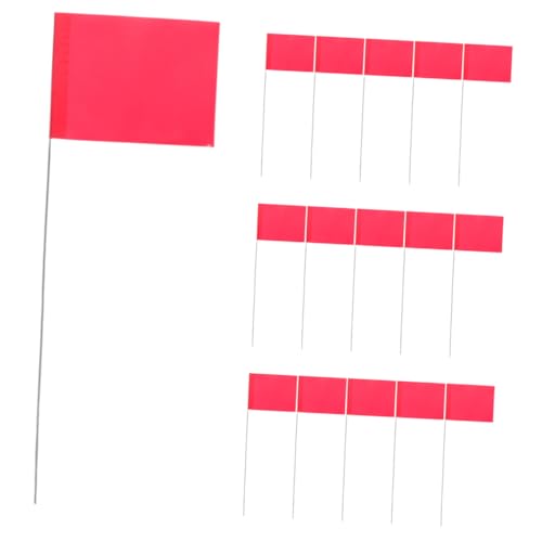 ifundom 24 Stück PVC Markierungsfahnen mit Stäben für Garten Industrie Vermessung und Haustiergrenzen Rote Fahnen von ifundom