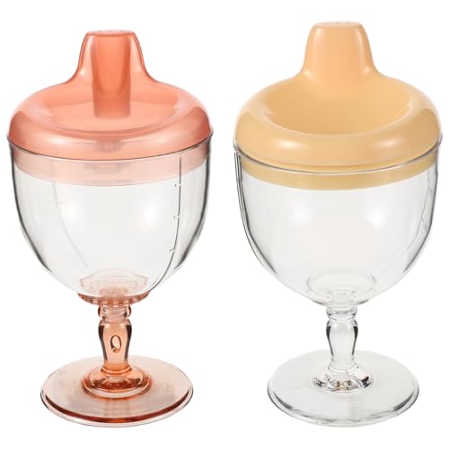 ifundom 2Pcs Baby Sippy Cup Goblet Plastik Weinglas Sippy Tasse Mit Deckelgetränk Becher Milchflaschen Für Geburtstagsfeier von ifundom