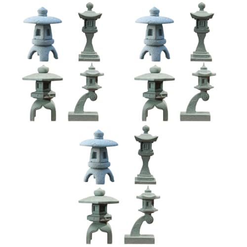 ifundom 3 Sätze Japanische Miniaturlaterne Pagodenfigur Garten Dekoration Ornament Für Bonsai Aquarium Und Zen Garten Ästhetische Landschaftsverschönerung 4 Stück * 3 von ifundom