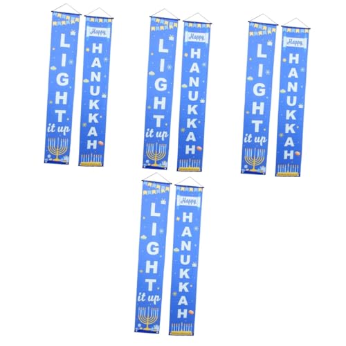 ifundom 4 Paare Couplet -tür -vorhang Hängeflagge Fälschung Couplets Groß Party Willkommensbanner Aus Chanukka-banner Wimpelbanner Blau Polyestertuch von ifundom