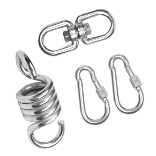 ifundom 4 STÜCKE Teiliges Hoisting Hardware Edelstahl Hängesessel Zubehör mit Zugfeder Karabiner Drehhaken für Gartenschaukel Sandsack aufhängung Outdoor Hängematten und Schaukelrahmen von ifundom