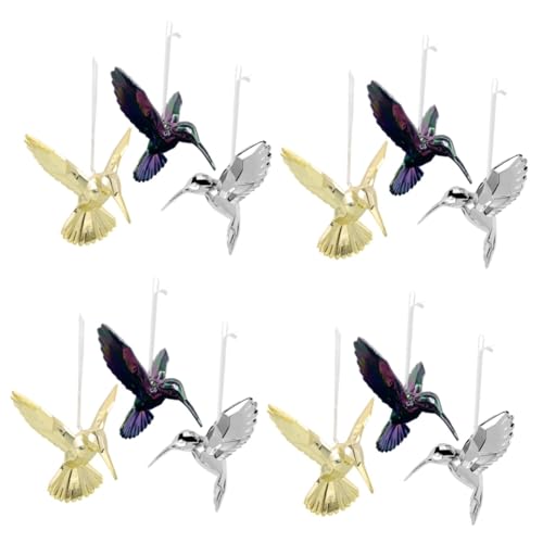 ifundom 4 Sätze Acryl Hummingbird Ornamente Schöne Vogel Deko Für Garten Fenster Hochzeiten Langlebig Farbenfroh Gold Silber Schwarz 3 Stück * 4 von ifundom