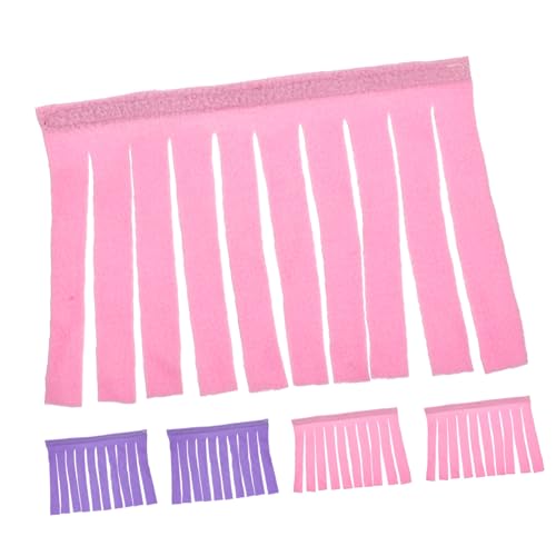 ifundom 4 Stück Hamster Versteck Türvorhang Teilig Tassel Vorhang für Kleintiere Meerschweinchen Höhle mit Kletterhängematte Verstellbar Sicher Pflegeleicht Rosa von ifundom