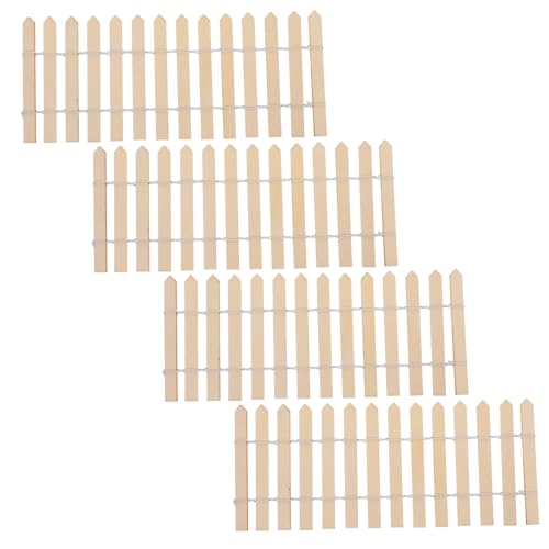 ifundom 4 Stück Landschaftszaun Miniatur Holzlattenzaun Weihnachtsdekoration Zaun DIY Gartenlattenzäune DIY Holzzaun Outdoor Holzlattenzaun Feenhaus Khaki von ifundom