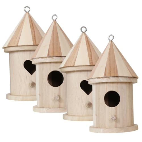 ifundom 4 Stück Teiliges DIY Vogelhaus aus Holz Unvollendete Nistkasten Station für Wellensittiche Futterhaus mit Herz und Rundtür Zum Bemalen und Aufhängen für Balkon und Garten ifundom 4 Stück Teiliges DIY Vogelhaus aus Holz Unvollendete Nistkasten Station für Wellensittiche Futterhaus mit Herz und Rundtür Zum Bemalen und Aufhängen für Balkon und Garten von ifundom