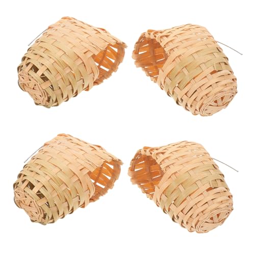 ifundom 4stücke Handgewebtes Vogelnest Aus Naturmaterial Mit Haken Für Außenbereich Rustikale Vogelschutzhütte Dekoration Für Garten Und Balkon Handgefertigt Vogelnest Für Vögel von ifundom