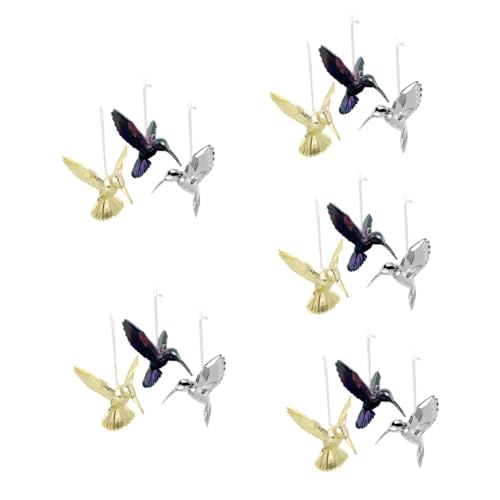 ifundom 5 Sätze Teiliges Hummingbird Ornament Acryl Hängende Vogeldekoration Für Zuhause Für Fenster Garten Und DIY Projekte Gold Silber Und Schwarz 3 Stück * 5 von ifundom