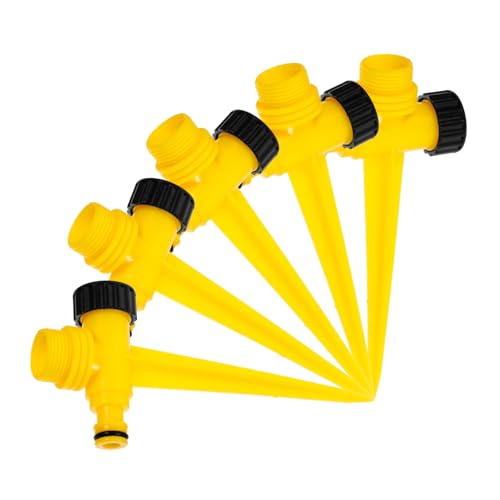 ifundom 5 Stück Automatischer rotierender Sprinkler Pflanzenbewässerungssystem Wassersprinkler für Rasen Spitze Spikes Rasensprenger Spike Gartenversorgung Plastik Yellow von ifundom