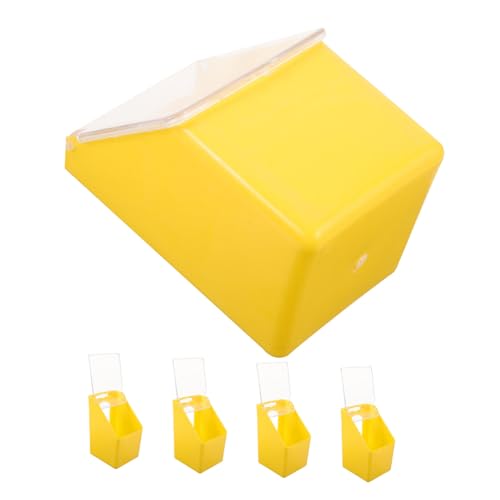 ifundom 5 Stück Teiliges Kunststoff-Vogel-futtersystem Hängender Käfig-futterspender mit Klarsichtdeckel und Einzelöffnung Gelber Vogelfutterspender für Wellensittich Taube Wachtel und von ifundom
