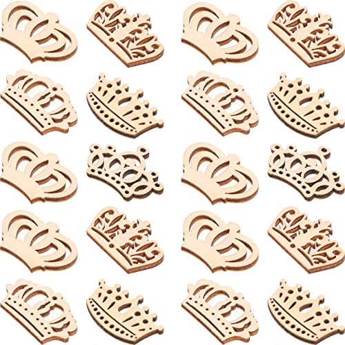 ifundom 50 Stück Hölzerne Form Holzkrone Zum Basteln Holzausschnitte Zum Basteln Unvollendet Unfertiges Holzhandwerk Scheiben Holzform Hausgemachte Ornamente Bambus Mini Kind Rabatt von ifundom