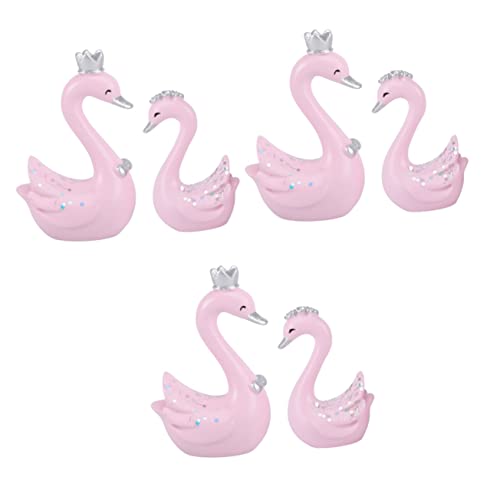 ifundom 6 STK Schwan-Ornamente Schwanendekor Hochzeitsschwan Schwan Figur Schwan Geburtstag Schwarze Und Rote Badezimmerdekoration Hochzeit Tierskulptur Paar Mini Kristall Schwan Baby Harz von ifundom