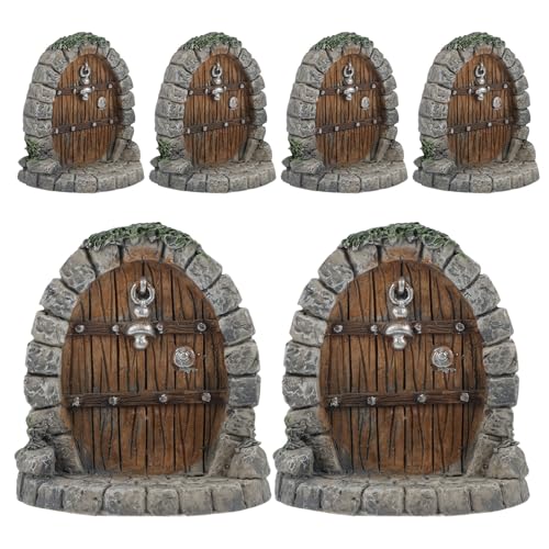 ifundom 6er-Set Verzierungen für Feengarten: Miniatur-Tür aus Harz – Winzige Gartentür als Ornament für Mikro-Landschaften von ifundom