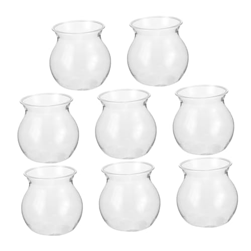 ifundom 8stücke Durchsichtige Hydrokulturvase Terrarienbehälter Runde Flache Pflanzgefäße Lotuspflanzgefäß Schildkrötenbecken Mikrolandschaftsbecken Hydrokultur-blumenvase Runde von ifundom