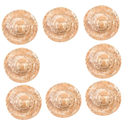 ifundom 8 Stück Mini-Strohhut Erwachsene Unisex Puppe Rasen Miniaturhüte UV Mini-Zylinder zum Selbermachen gewebte Mützen Mini-Hausverzierung Miniatur-Mini-Hüte Hut basteln von ifundom