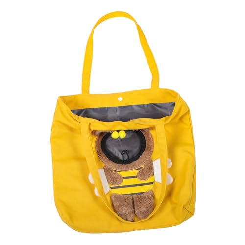 ifundom Atmungsaktive Canvas Katzen Tragetasche mit Bienenförmigem Design Robuste Leichte Transporttasche mit Verstellbarem Schultergurt für Reisen Camping und Ausflüge Geeignet für von ifundom