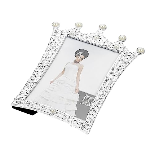 ifundom Eleganter Kronen-fotorahmen 15 2 cm Silber Moderner Europäischer Stil Dekorativer Bilderrahmen Für Zuhause von ifundom