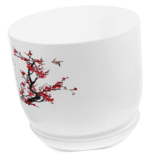 ifundom Blumentopf Für Sukkulenten Mit Untertasse Pflanztopf Mit Drainageloch Für Innen Und Außendekoration Großer 22cm Blumentopf Aus Langlebigem Harz Für Balkon Und Garten von ifundom