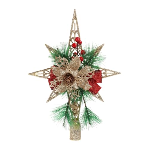 ifundom Christbaumspitze Weihnachtsbaumspitze Weihnachten Baumspitze Tannenbaumspitze Weihnachtsspitzen Glitzer Baumschmuck Weihnachtsbaum Stern Topper Tannenzapfen Deko Christbaum Spitze von ifundom