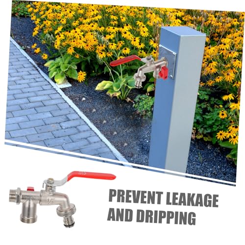 ifundom Doppel Wasserhahn Gewinde Wasserhahn Außenbereich Leckfrei Gartenventil mit Ergonomischem Griff für Waschmaschine Balkon Bewässerung von ifundom