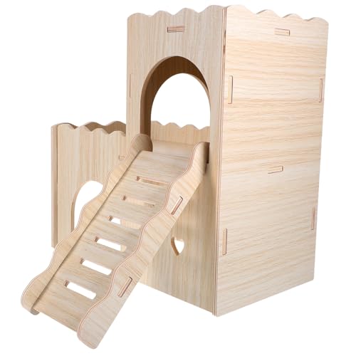 ifundom Doppelstöckiges Hamsterversteck aus Robustem Holz Kratzfest und Langlebig mit Gemütlichem Nestdesign als Spielhaus für Zwerghamster und Meerschweinchen Käfigeinrichtung und von ifundom