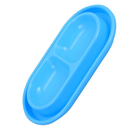 ifundom Doppelter Futternapf für Katzen und Kleine Hunde Rutschfester Napf mit Wassersperre für Drinnen Antifreier Futter und Wassernapf Teiliges Blau von ifundom