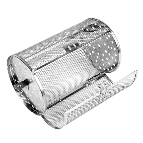 ifundom Edelstahl BBQ Rollender Grillkorb Drehbarer Bratenkorb für Gemüse Fisch und Nüsse Verschleißfester Grillkäfig für Elektrobackofen und Außengrill Leicht zu Reinigen und von ifundom